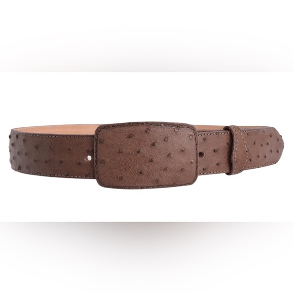 Original GenuineOstrich Belt Square Buckle